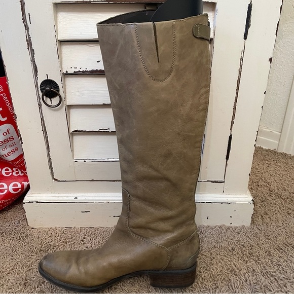 SAM Edelman Penny Tall Riding Boots Olive Taupe Leather Size 8.5 weathered - Picture 5 of 16